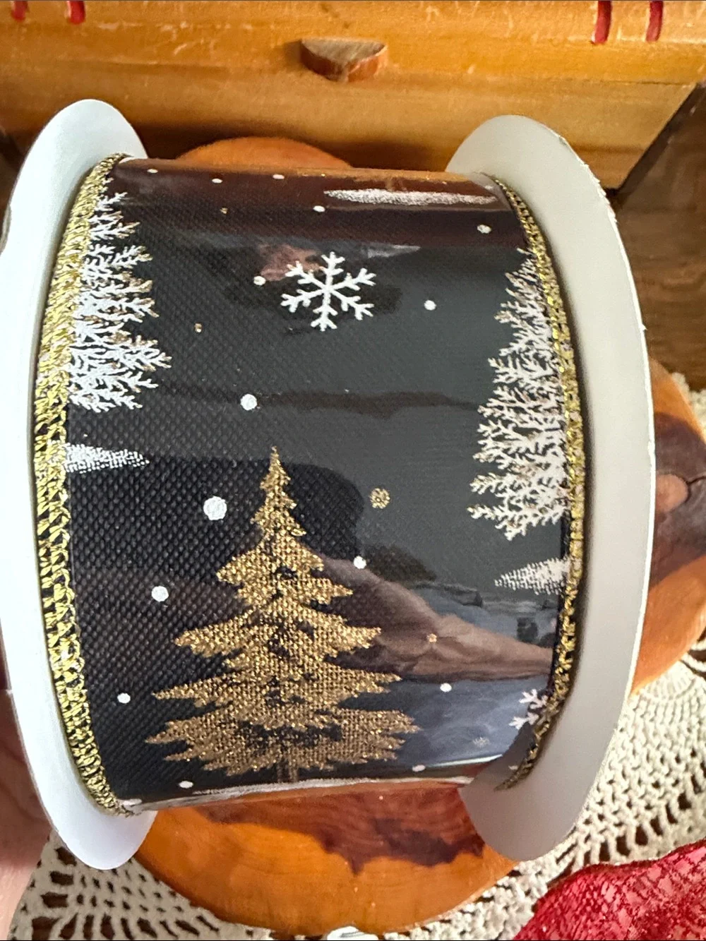 Festive Red Glitter & Holly Wired Ribbon Set - Holiday Gift Wrap